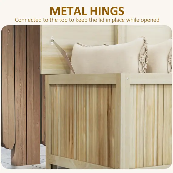 Buy 172 Litre Outdoor Storage Box, Wooden terrace Box Garden Storage Container, Natural, 5 image