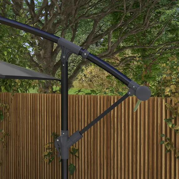 Buy Outsunny 3(m) Cantilever Overhanging Parasol, with Cross Base - Grey, 8 image