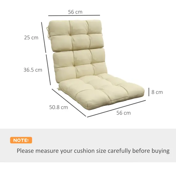 Buy 2-Piece Seat Cushion Replacement with Backrest, Garden Patio Chair Cushions Set with Ties, Beige, 3 image