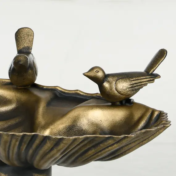 Buy 81cm Tall Bird Bath with 2 Decorative Birds, Vintage Style Birdbath with Flower Planter Base, Bird Bath Bowl for Garden, Bronze Tone, 8 image