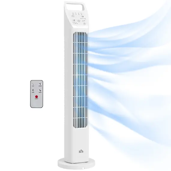 Buy 31" Oscillating Tower Fan with Remote Control, 4H Timer, 3 Speed 3 Modes, Quiet Electric Floor Standing Fan for Home Bedroom Office, White