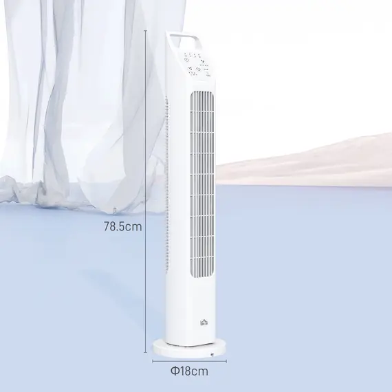 Buy 31" Oscillating Tower Fan with Remote Control, 4H Timer, 3 Speed 3 Modes, Quiet Electric Floor Standing Fan for Home Bedroom Office, White, 3 image
