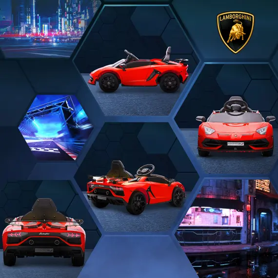 Buy Lamborghini Licensed 12V kids Electric Car w/ Butterfly Doors, Remote, Music, Horn, Suspension - Red, 9 image