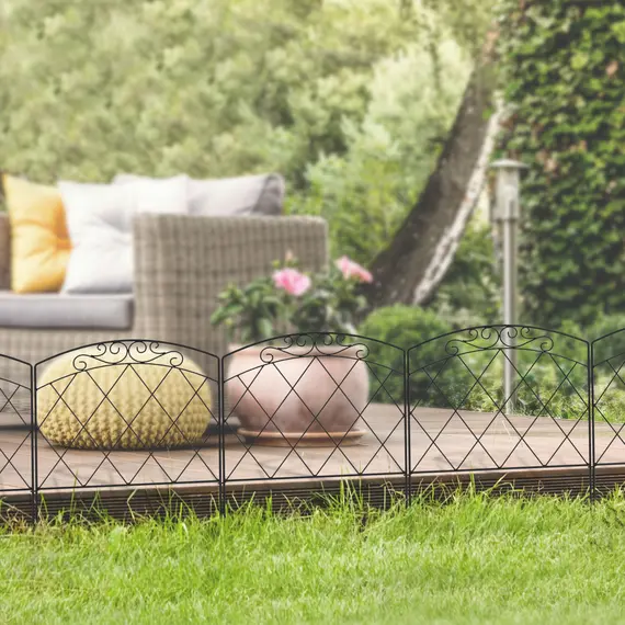 Buy 3m Decorative Metal Garden Fence - Diamond and Swirl Pattern, 8 image