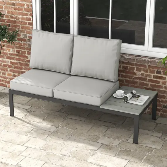 Buy 2 Seater Back and Seat Cushion Pillows Replacement, Patio Chair Cushions Set for Indoor Outdoor, Light Grey, 7 image