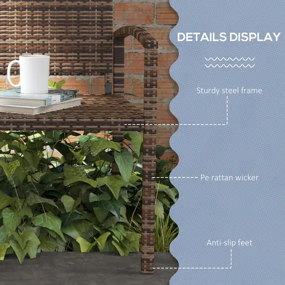 Buy All Weather Wicker Garden Loveseat, 2 Seater Poly Rattan Garden Bench, Outdoor Seating Bench Brown, 6 image
