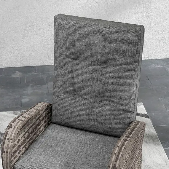 Buy Outsunny 2 Seater Patio Rattan No Installation Chaise Lounge Sofa Set with Premium Fabric Cushion, Grey and Brown, 9 image