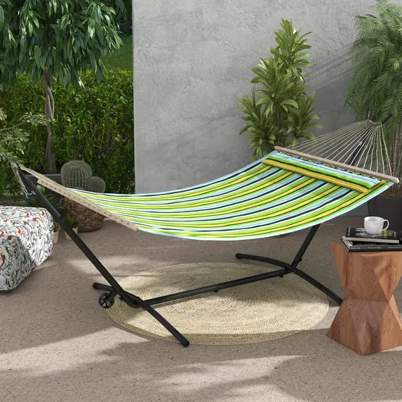 Buy 9.5ft Hammock Stand, Portable Hammock with Wheels, Adjustable Hammock Net Stand with Carry Bag, for String-style, Brazilian-style, Flat-style, Rope-style Hammocks, Black, 2 image