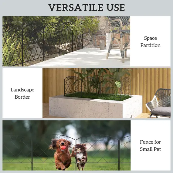 Buy 3m Decorative Metal Garden Fence - Diamond and Swirl Pattern, 6 image