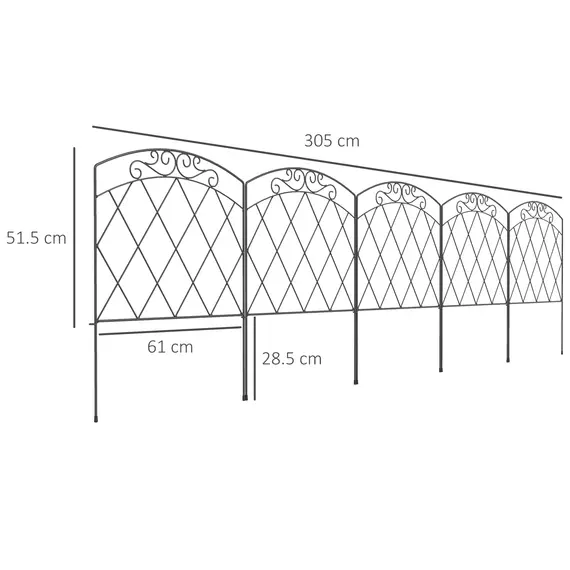 Buy 3m Decorative Metal Garden Fence - Diamond and Swirl Pattern, 3 image