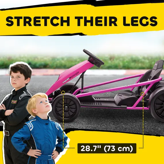 Buy 24V Electric Go Kart for Kids, Drift Ride-On Racing Go Kart with 2 Speeds, for Boys Girls Aged 8-12 Years Old, Pink, 6 image
