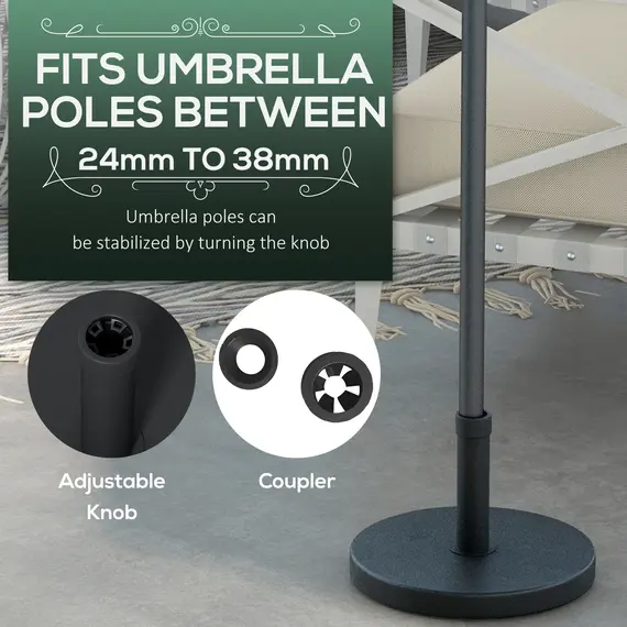 Buy Outsunny 15kg Concrete Umbrella Parasol Base with Rattan Effect 46.5cm Dia Heavy Duty Parasol Stand for Outdoor Patio Umbrella, 4 image