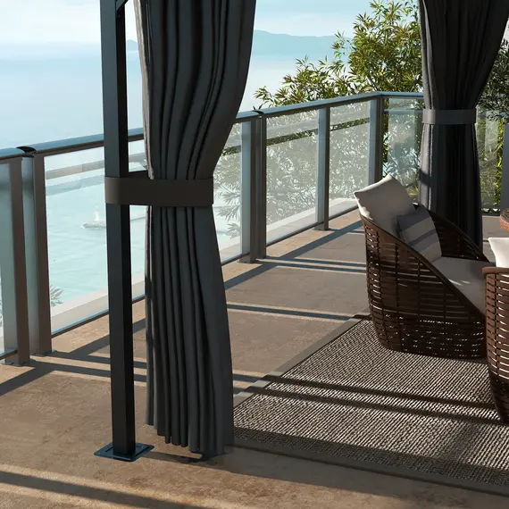 Buy Outsunny 4 x 3m Aluminium Frame Hard Gazebo, with Accessories - Brown, 8 image