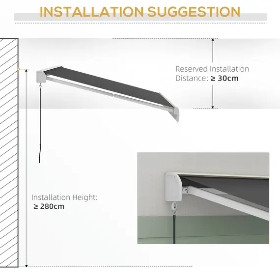 Buy 4 x 3(m) Electric Retractable Awning with Remote Controller, Aluminium Frame Sun Canopies for Patio Door Window, 8 image