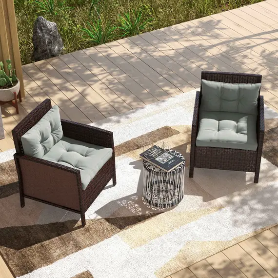 Buy 4-Piece Seat Cushions Back Pillows Replacement, Patio Chair Cushions Set for Indoor Outdoor, Light Grey, 6 image