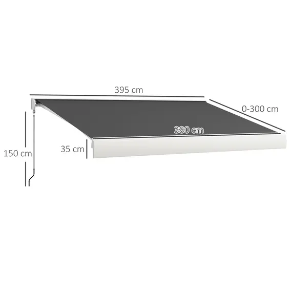 Buy 4 x 3(m) Electric Retractable Awning with Remote Controller, Aluminium Frame Sun Canopies for Patio Door Window, 3 image