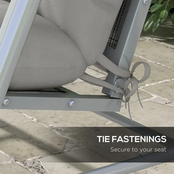 Buy Back and Seat Cushion Replacement with 2 Pillows, Patio Chair Cushions Set with Ties, Light Grey, 5 image
