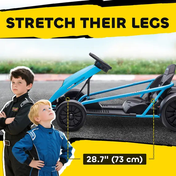 Buy 24V Drift Kart, Electric Ride-On Racing Go Kart w/ 2 Speeds, Steering Wheel, Pedals for Kids Aged 8-12, Blue, 7 image