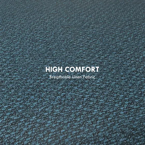 Buy HOMCOM Round Linen-Look Storage Ottoman - Blue, 5 image