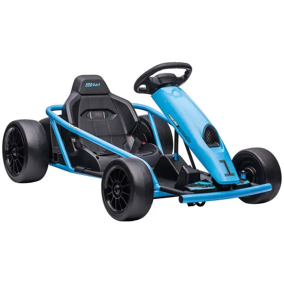 Buy 24V Drift Kart, Electric Ride-On Racing Go Kart w/ 2 Speeds, Steering Wheel, Pedals for Kids Aged 8-12, Blue