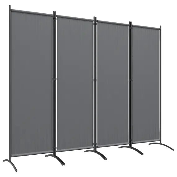 Buy 4 Panel Folding Room Divider, 1.7m Privacy Screen with Wide Feet, Portable Freestanding Metal Partition Separator for Office, Living Room, Bedroom, Dining Room, Dark Grey