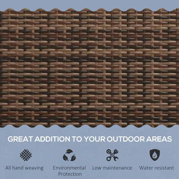 Buy All Weather Wicker Garden Loveseat, 2 Seater Poly Rattan Garden Bench, Outdoor Seating Bench Brown, 5 image