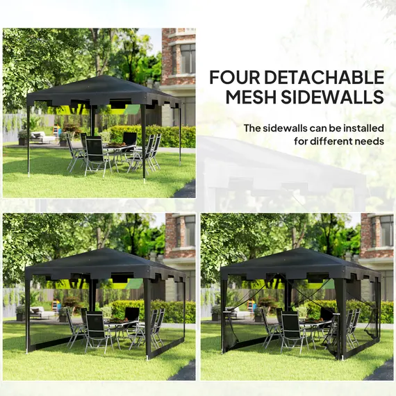 Buy Outsunny 4 x 3 m Party Tent Wedding Gazebo Outdoor Waterproof PE Canopy Shade with Panel, 4 image