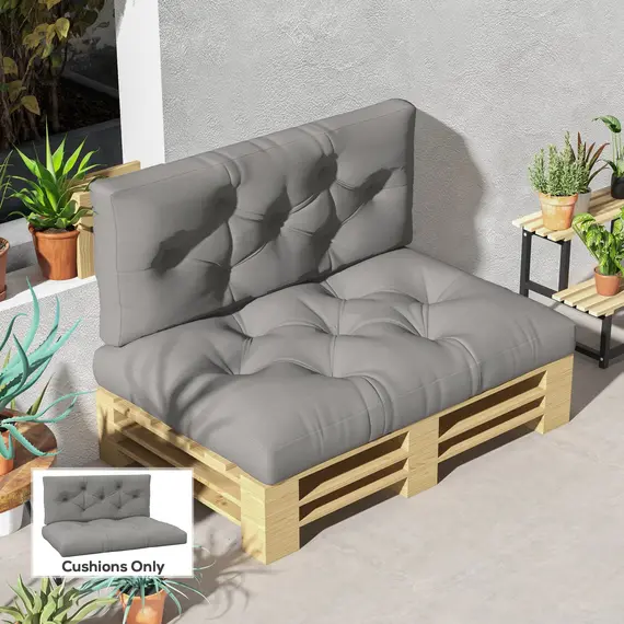 Buy Seat and Back Padded Pallet Cushion Set - Light Grey, 2 image