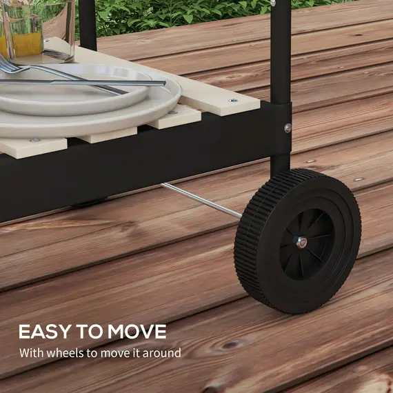 Buy Outsunny Charcoal Barbecue Grill with Adjustable Grill Height, Portable BBQ Trolley with Ash Catcher and Wheels for Outdoor Garden Party Cooking, Black, 8 image