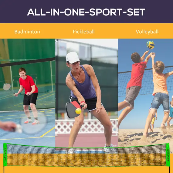 Buy Badminton Net Set, Height Adjustable Net for Pickleball, Volleyball, Badminton, with 3 Shuttlecocks, 4 Rackets, 4 image