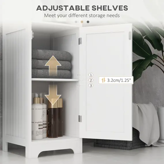 Buy Slim Bathroom Storage Cabinet, Tall Bathroom Cabinet with 3 Open Shelves and Adjustable Shelf, White, 6 image