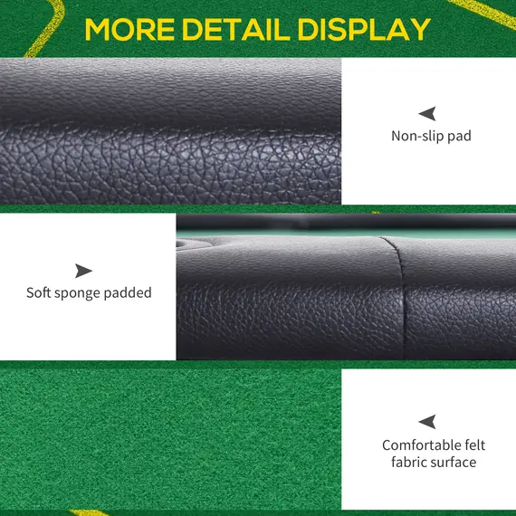 Buy Foldable Poker Mat, 10-Player Table Top with Cup Holder, Carry Bag - Green, 6 image