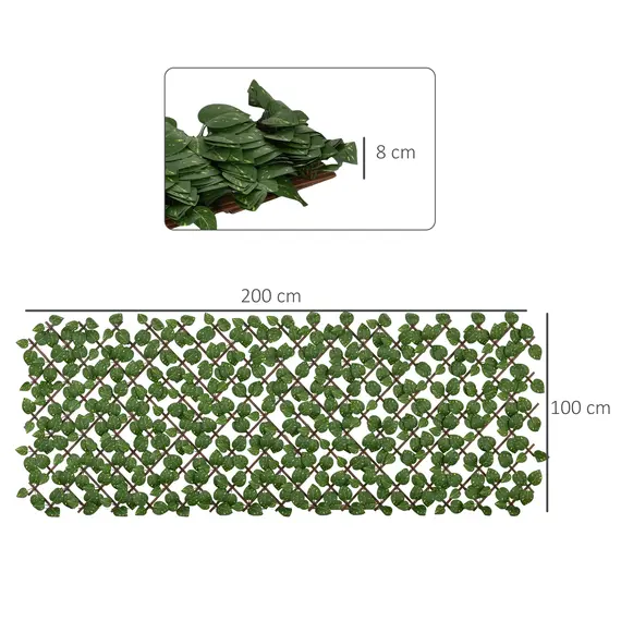 Buy Set of 2 Expandable Artificial Trellis Hedges – Realistic Leaf Privacy Screen, 2 x 1 m, 3 image
