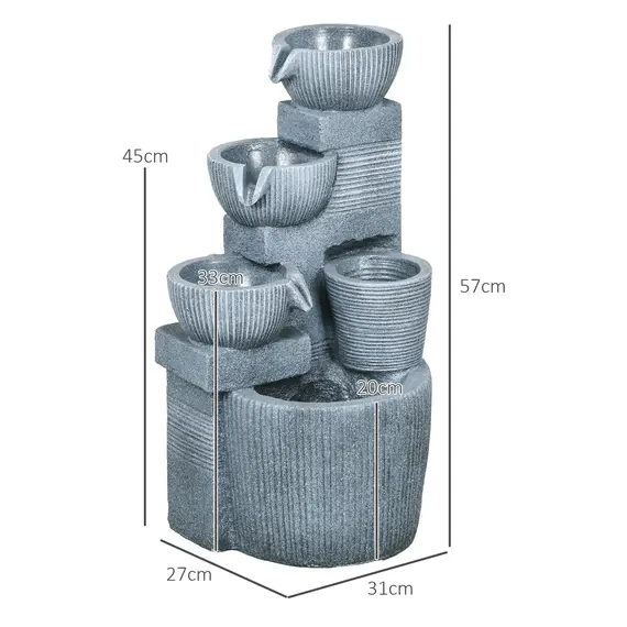 Buy Solar Powered Outdoor Water Fountain - Dark Grey, 3 image