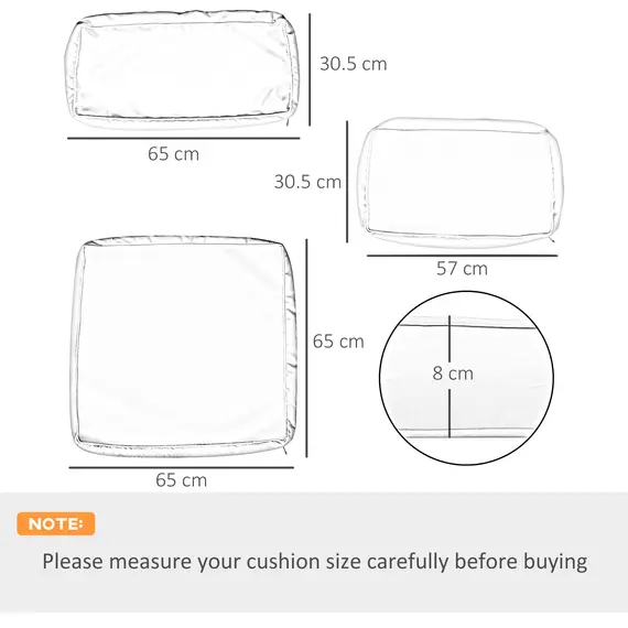 Buy Garden Rattan Sofa Cushion Polyester Cover Replacement Outdoor- No Cushion Included, Black, 3 image