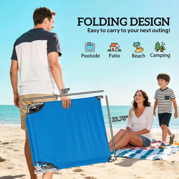 Buy Outsunny Sun Lounger, with Adjustable Face Canopy - Bright Blue, 5 image