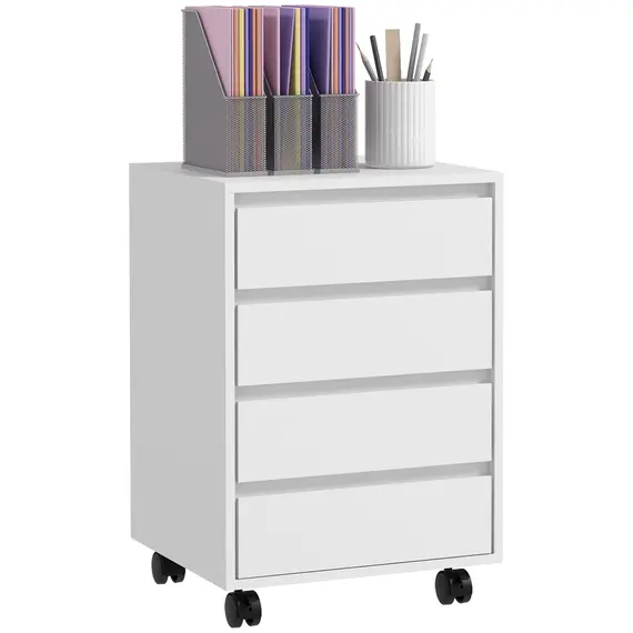 Buy Four-Drawer Office Filing Cabinet, with Wheels - White