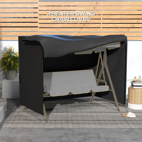 Buy 205 x 124cm Three-Seater Swing Chair Protective Cover Black, 5 image