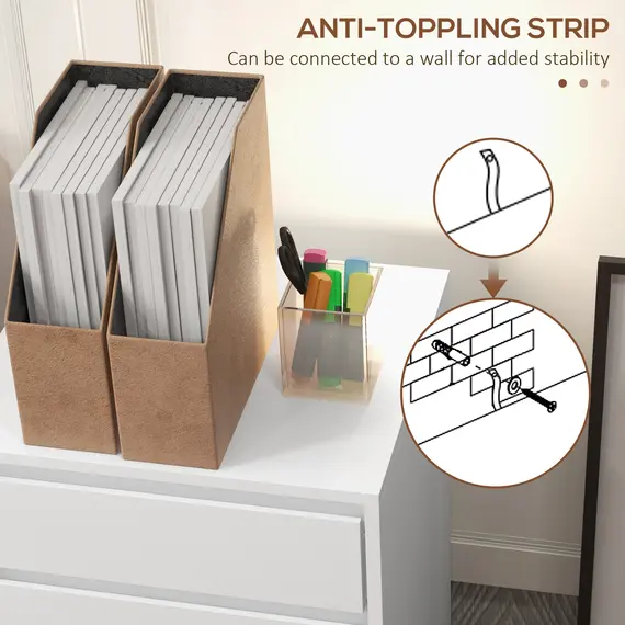 Buy Four-Drawer Office Filing Cabinet, with Wheels - White, 6 image