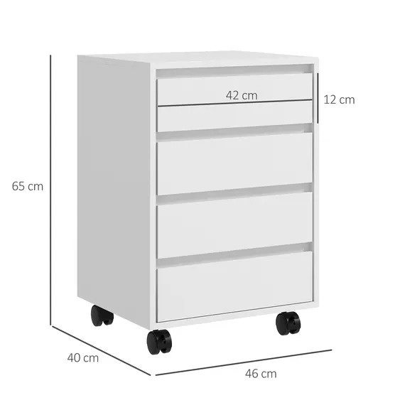 Buy Four-Drawer Office Filing Cabinet, with Wheels - White, 3 image