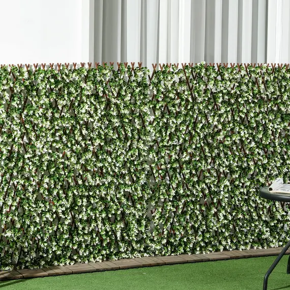 Buy 2pc Expanding Garden Trellis, 2 x 1m Faux Decorative Privacy Fence with Artificial Leaves, Privacy Screen Greenery Walls for Garden Balcony, Eucalyptus Leaves, 9 image