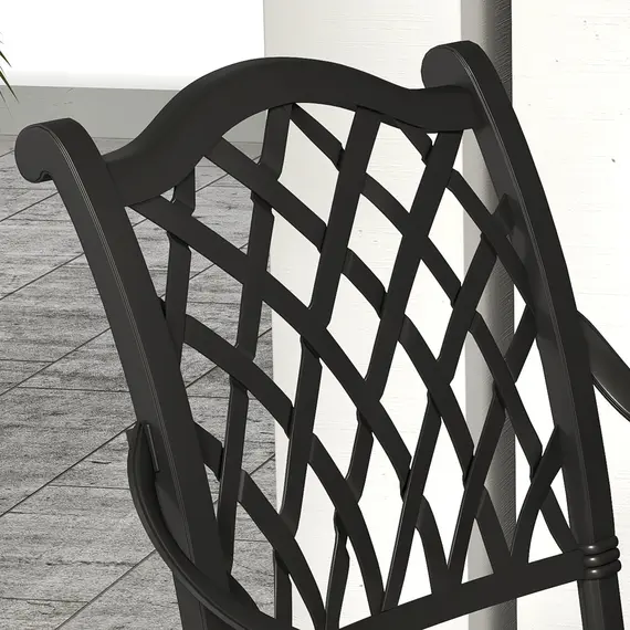 Buy 7 Pieces Aluminium Patio Dining Set with Umbrella Hole Black, 8 image