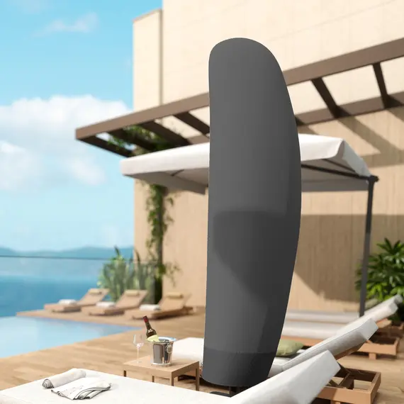 Buy Outsunny Parasol Cover, 600D Oxford Cantilever Umbrella Cover Fit for 2-4m Parasol, Banana Umbrella Protector with Zipper for Outdoor Garden, Patio, Black, 7 image
