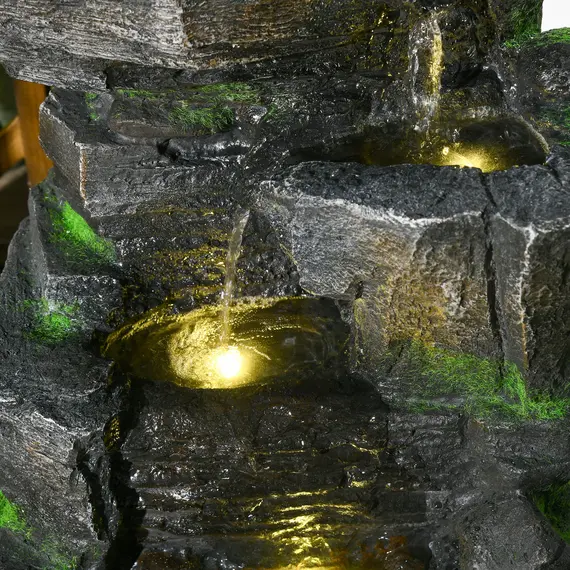Buy Garden Water Feature with LED Lights - Dark Grey, 8 image