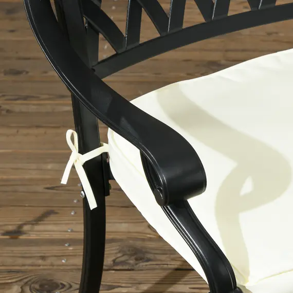 Buy Outsunny Cast Aluminium 4 Seater Outdoor Dining Set with Cushions Parasol Hole Black, 9 image