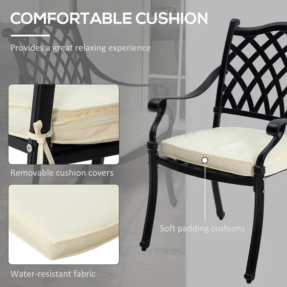 Buy 7 Pieces Aluminium Patio Dining Set with Umbrella Hole Black, 7 image