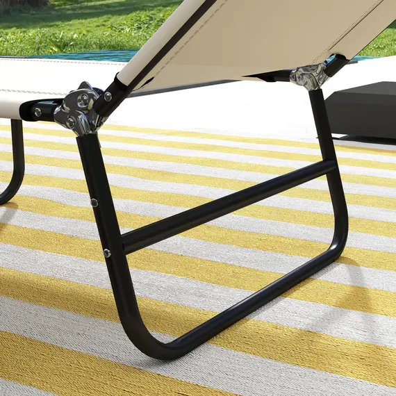 Buy Outsunny Garden Sun Lounger, with Five-Position Back - Cream White, 9 image