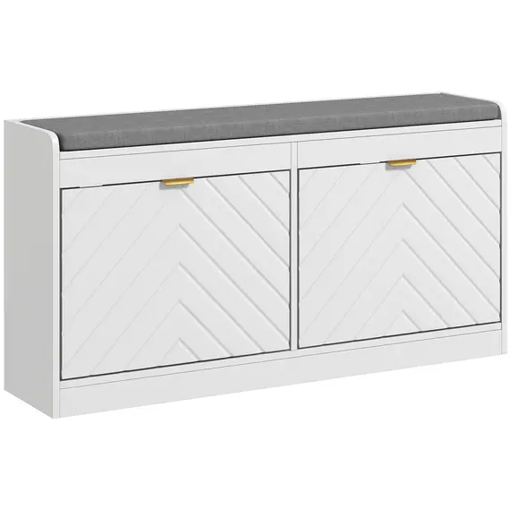 Buy Shoe Storage with Seat, Upholstered Entryway Bench, Shoe Bench with 2 Flip Drawers and 4 Vents for 8 Pairs of Shoes