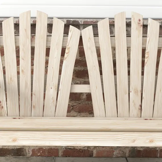 Buy Fir Wood Love Seats with Wheel-Shaped Armrests, Large Load-Bearing Chair, Natural Wood Finish, 9 image