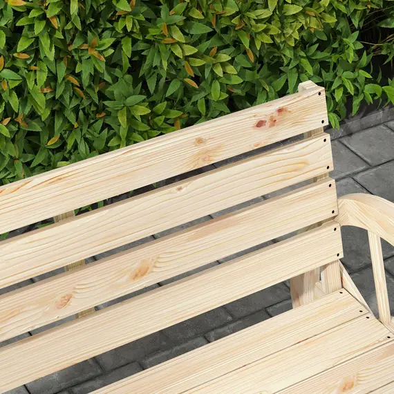 Buy Wagon Wheel Chair Bench Armrest Rustic Loveseat Wood Outdoor Garden, Natural, 8 image